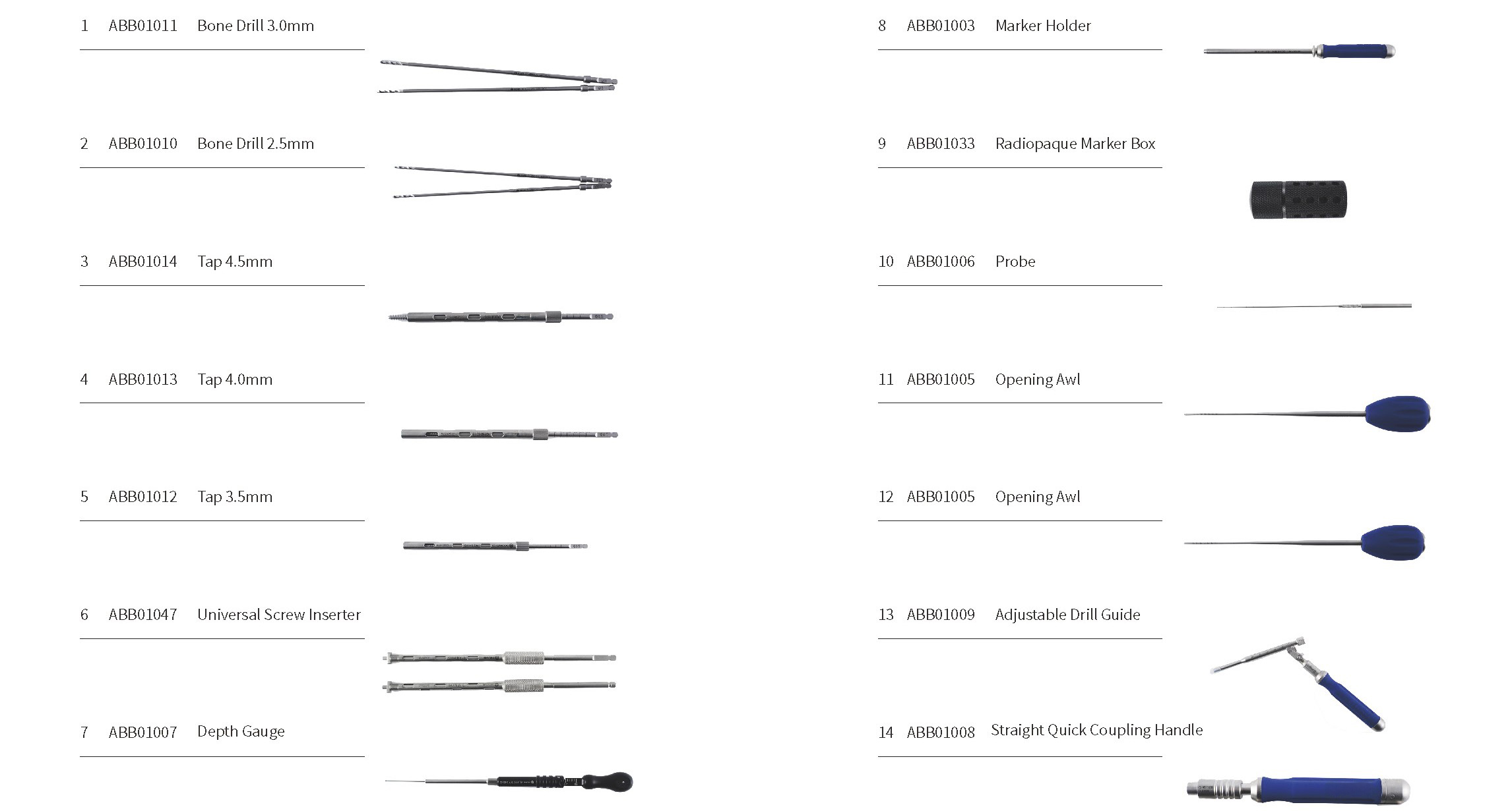 Occipito-Cervico-Thoracic Posterior Fixation Instruments