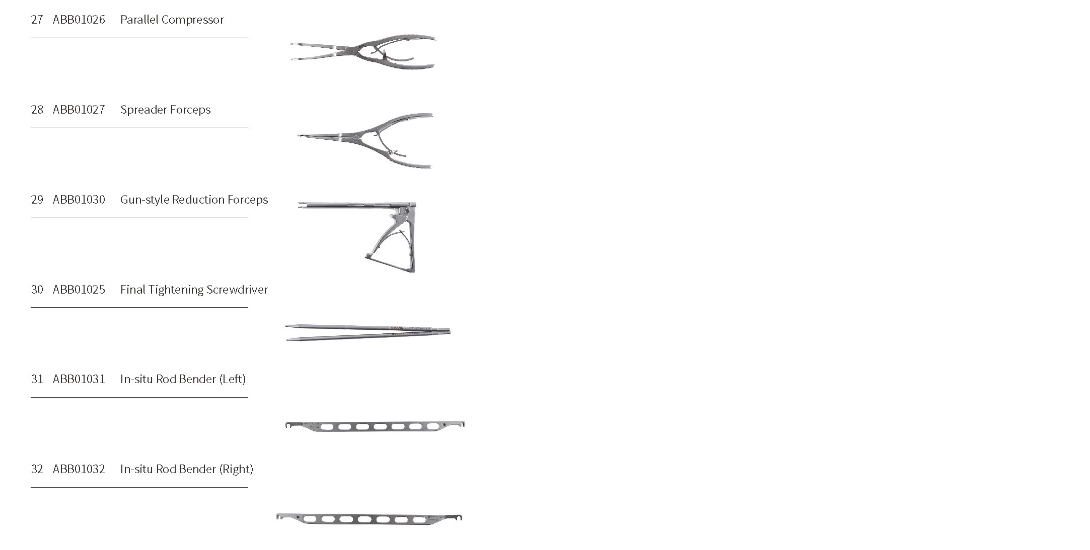 Occipito-Cervico-Thoracic Posterior Fixation Instruments